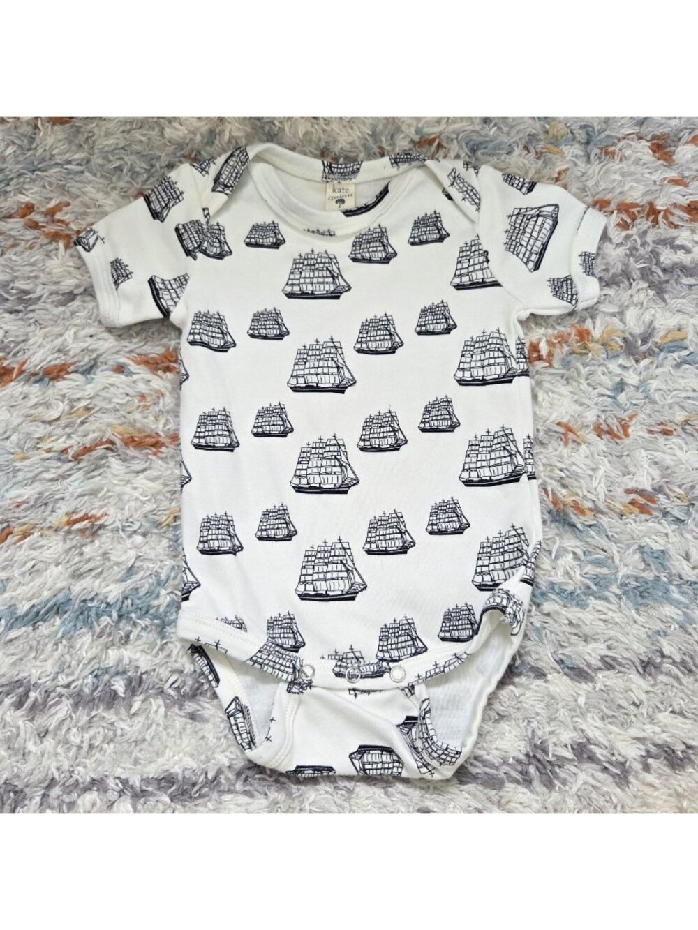 Kate Quinn Sailing Ships Snap Closure Short Sleeve Bodysuit 6-12m